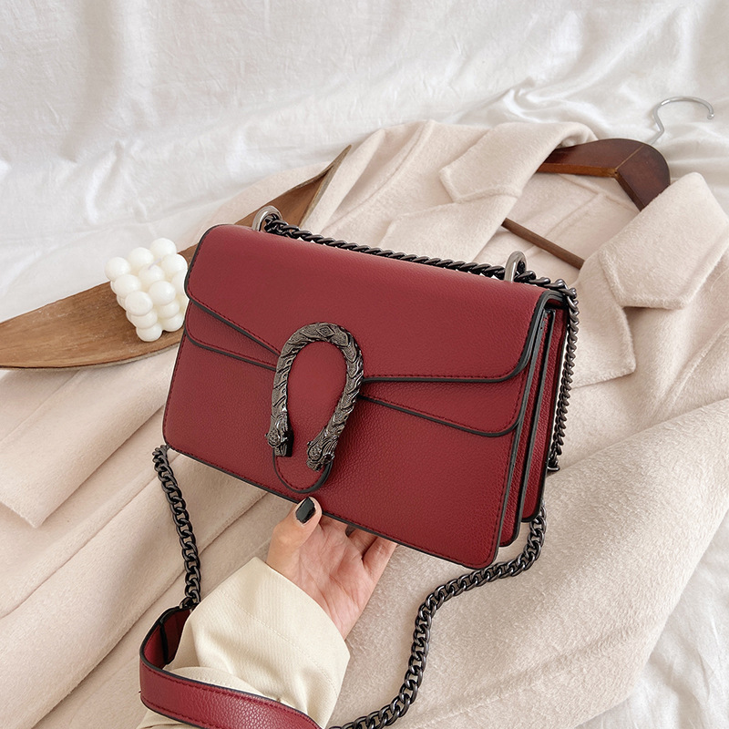 2023 New Large Capacity Single Shoulder Crossbody Wine God Cross border Foreign Trade Factory Wholesale Bag with Litchi Pattern Small Square Bag for Women