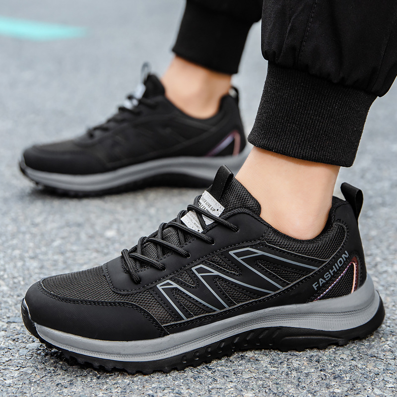 Cross border new unisex walking shoes for spring and autumn, breathable mesh, cold adhesive soft sole, middle-aged and elderly casual sports shoes