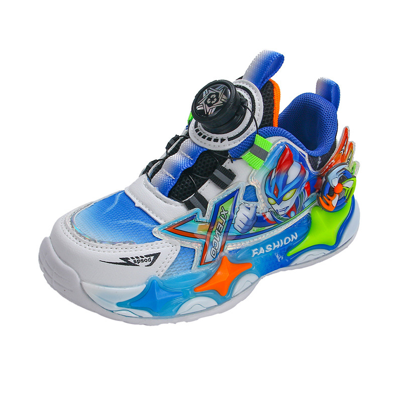 Light up children's sports shoes with breathable mesh for small and medium-sized children, internet famous shoes for boys, lightweight and non slip versatile men's shoes