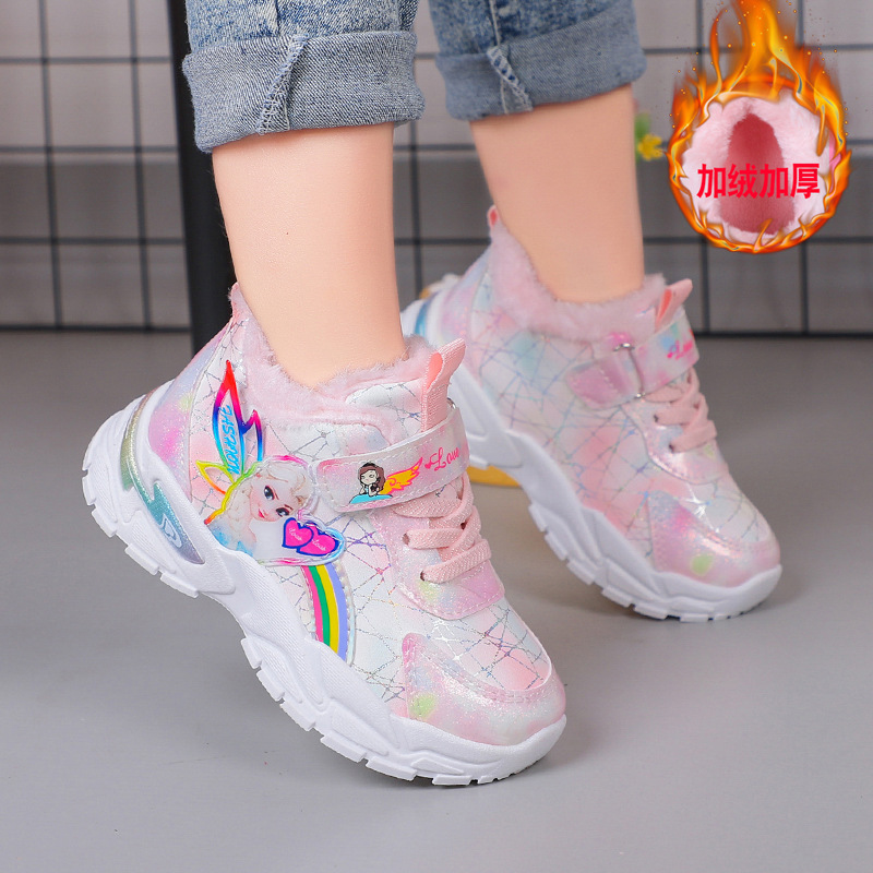 Girls' shoes for spring and autumn, versatile soft soled waterproof leather surface, girls' sports shoes, girls' elementary school princess shoes