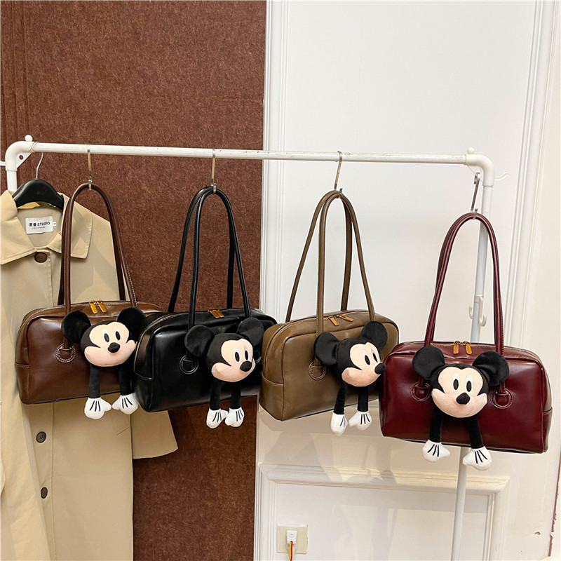 2024 New High Texture Cute Handmade Doll Underarm Bag Long Bowling Handheld Single Shoulder Big Bag for Women's Foreign Trade