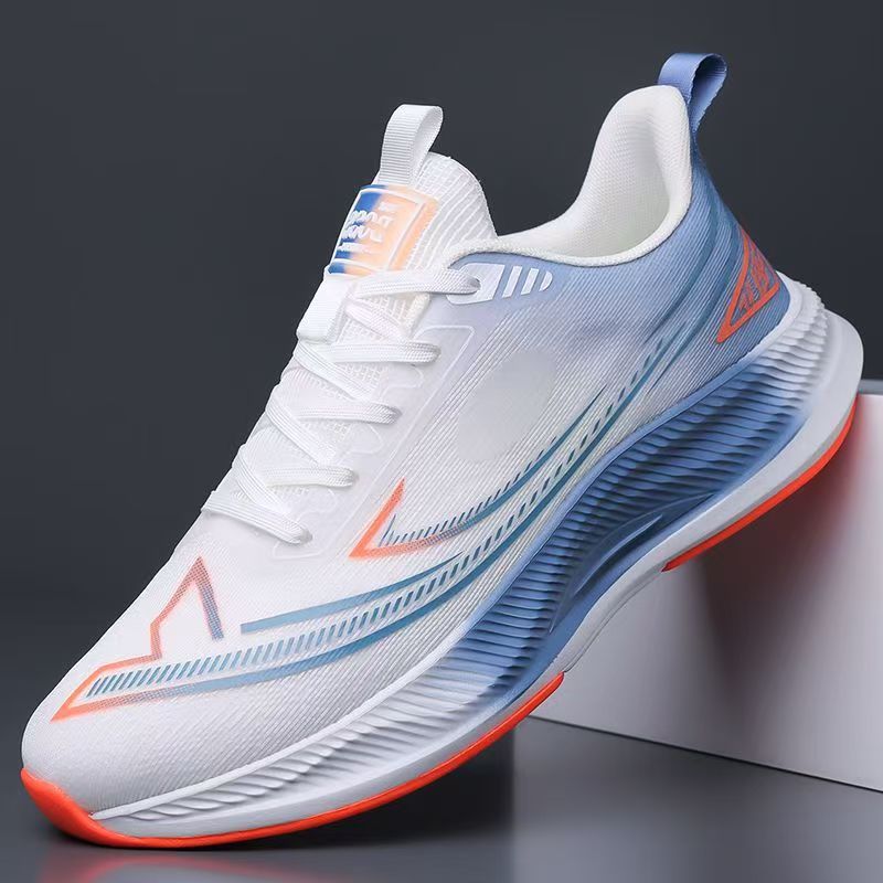 Cross border men's shoes 2025 spring and summer new casual sports shoes Flyknit running shoes Mesh breathable soft sole running shoes