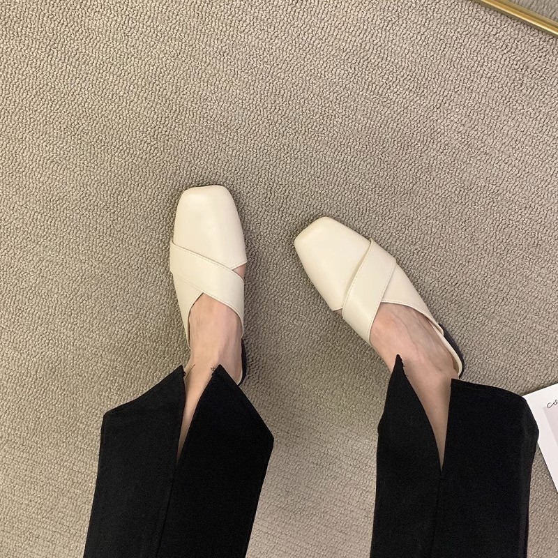 Baotou Half Slippers for Women's Summer Outerwear 2025 New Retro French M ü ller Luxury Soft Bottom Cool Drag