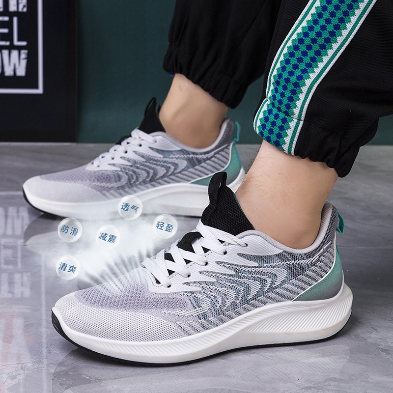 Cross border autumn and winter new men's shoes, fly woven casual sports shoes, student travel shoes, foreign trade single shoes, comfortable running shoes for men