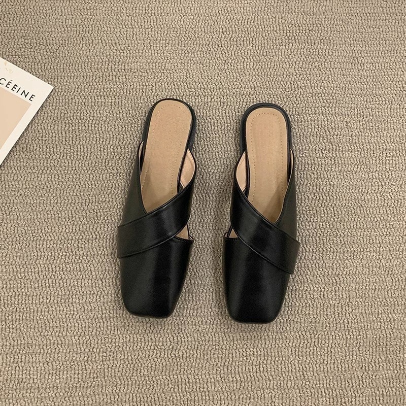 Baotou Half Slippers for Women's Summer Outerwear 2025 New Retro French M ü ller Luxury Soft Bottom Cool Drag