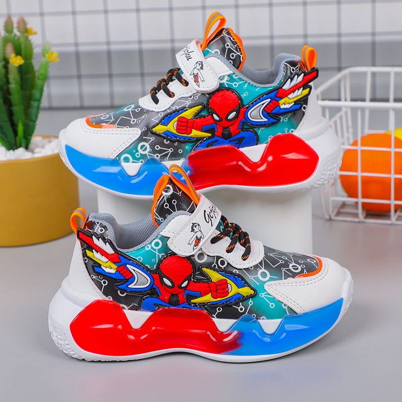Children's sports shoes for spring and summer 2023, new mesh leather shoes for boys, lightweight running shoes for boys and elementary school students