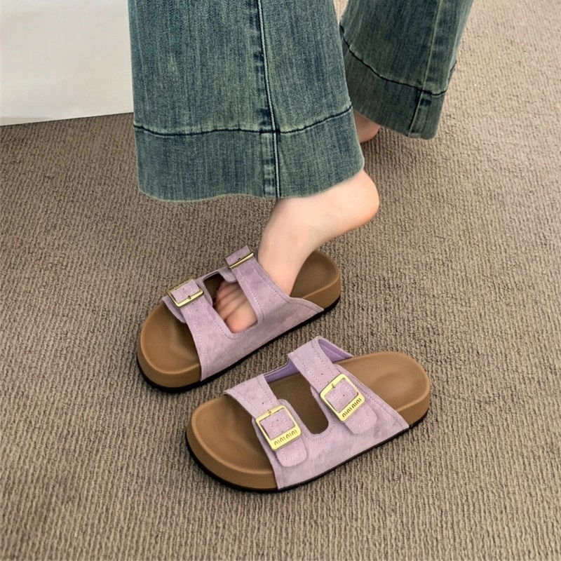 Thick soled Boken shoes for women 2025 new cool slippers for women's summer outdoor wear, with a high-end feel and increased Boken beach sandals