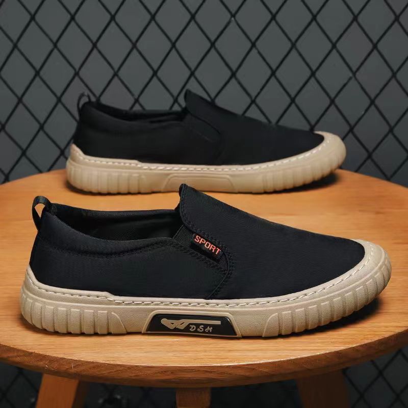 Cross border summer ice silk men's shoes, umbrella cloth, breathable casual sports shoes, driving shoes, lazy canvas, one foot shoes