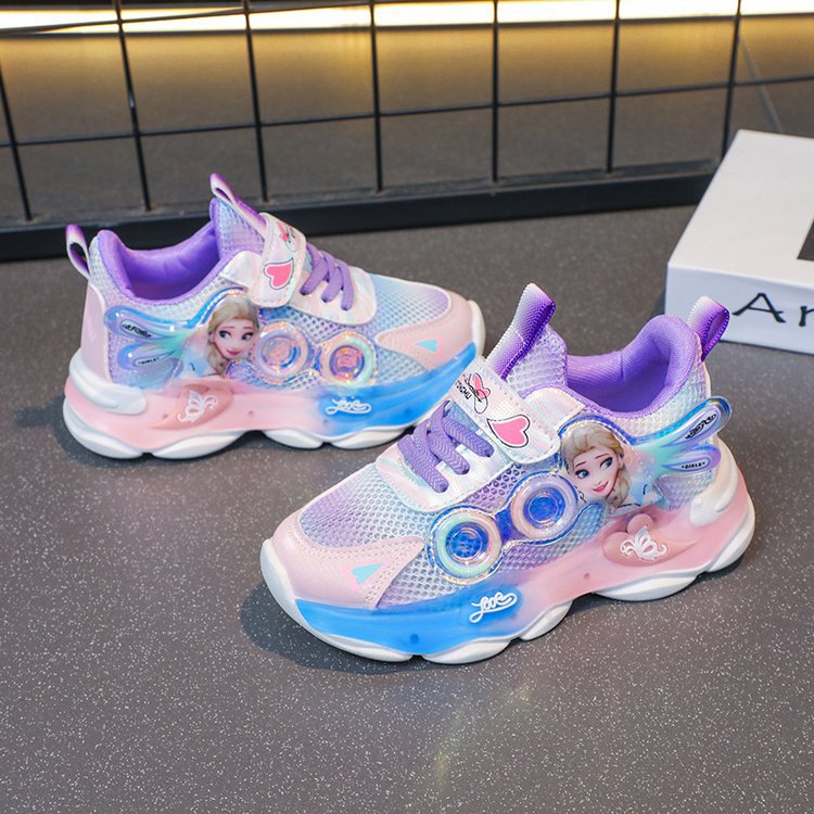 Bright Girl's Shoes Spring and Autumn New Children's Sports Shoes Versatile Girl Breathable Mesh Girl Baby Student Shoes