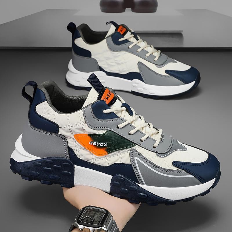 Cross border sports shoe manufacturer wholesales autumn new fashionable casual shoes with thick sole and high visibility, soft sole and comfortable men's shoes