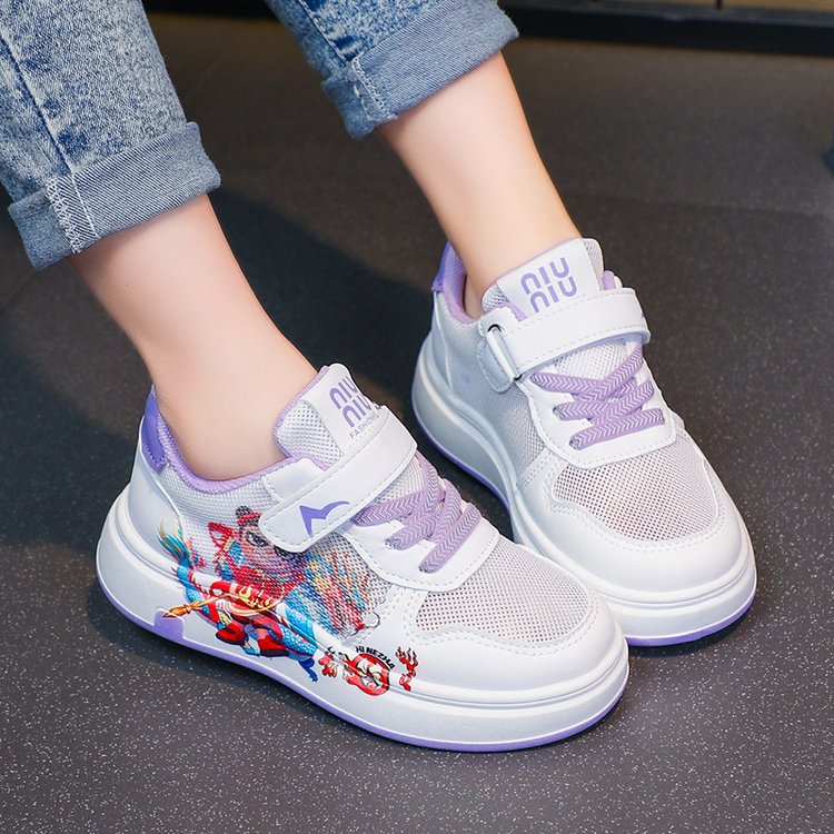 Nezha Little White Shoes 2025 Summer New Mesh Breathable Children's Sports Shoes for Boys and Girls Soft Bottom Versatile Board Shoes