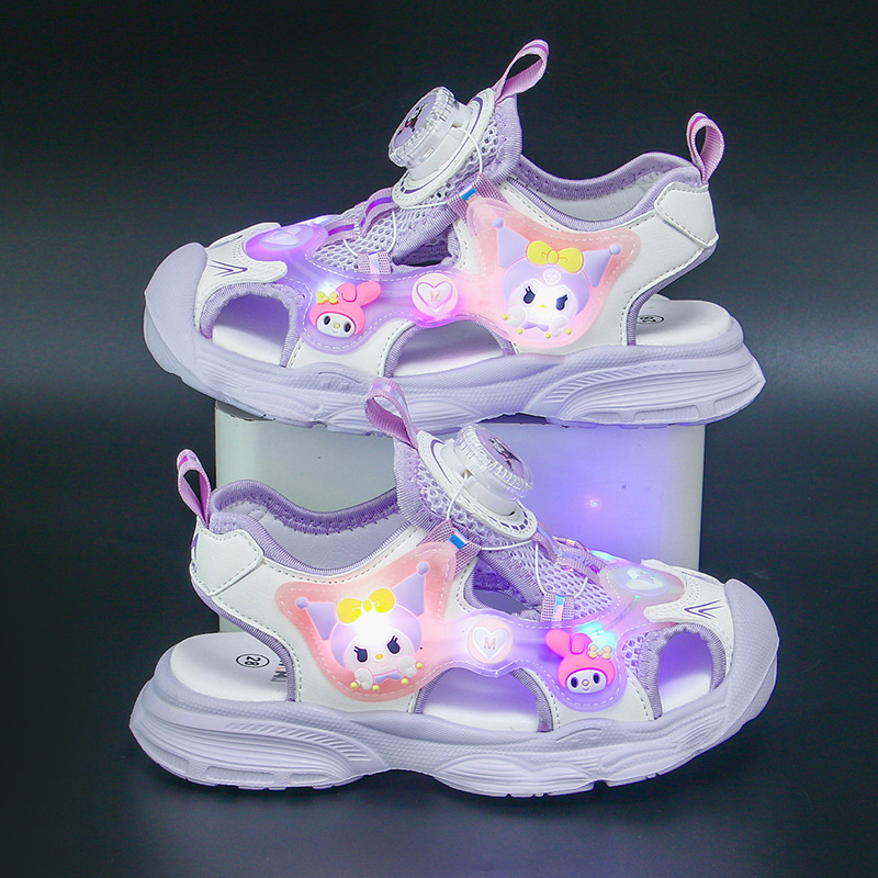 Bright Girl's Headbag Sandals 2024 Summer New Style Girls' Middle and Small Children's Baby Sandals Super Soft for Elementary School Students