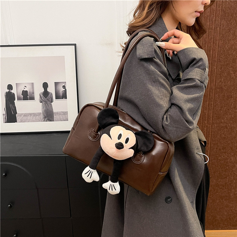 2024 New High Texture Cute Handmade Doll Underarm Bag Long Bowling Handheld Single Shoulder Big Bag for Women's Foreign Trade