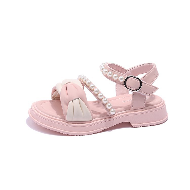 Girls' Sandals Summer New Collection Children's Pearl Shoes Versatile Fashion Princess Shoes Baby Girls' Beach Shoes