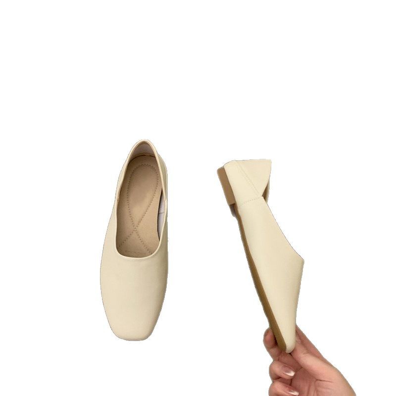 Trendy Soft Leather and Soft Bottom Grandma Shoes for Women 2025 Summer Edition Retro Artistic One Step Shoes for Women, Flat Bean Shoes