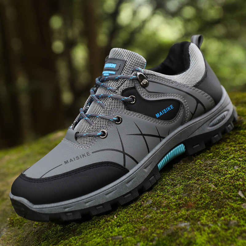 Climbing shoes, cotton shoes, low cut leather surface, warm and oversized cross-border outdoor hiking and off-road shoes, single shoe