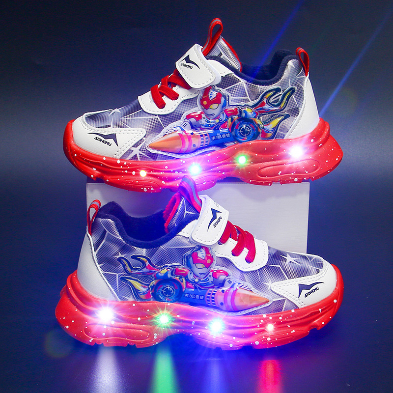 Bright Boys' Sneakers 2024 Autumn/Winter New Children's Shoes with Velvet Warmth for Boys, Baby Boys, Small and Medium sized Shoes