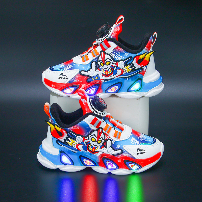 Bright Children's Sports Shoes 2024 New Leather Single Shoes with Velvet Warmth for Boys, Middle and Small Children's Baby Shoes