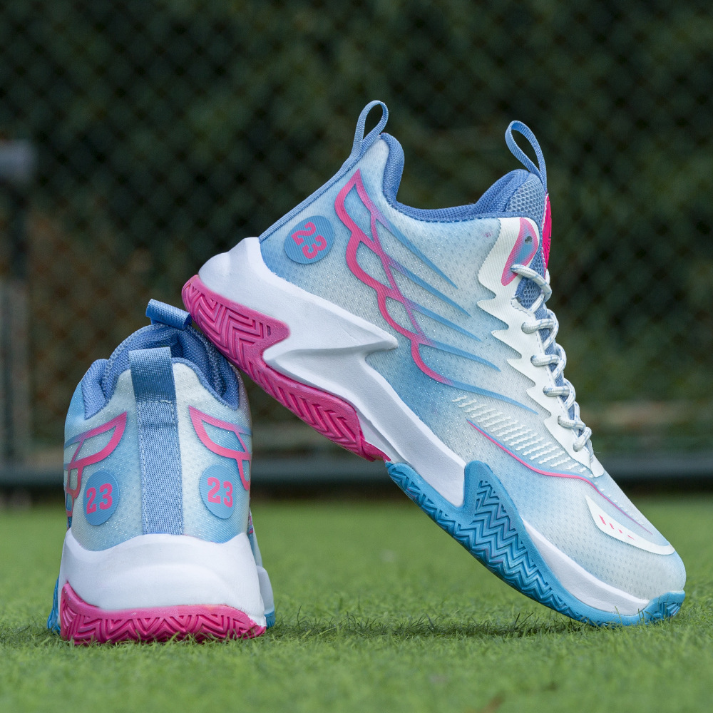 Men's cross-border new ice silk mesh high top basketball shoes, soft soled running shoes, men's casual sports shoes, practical sneakers