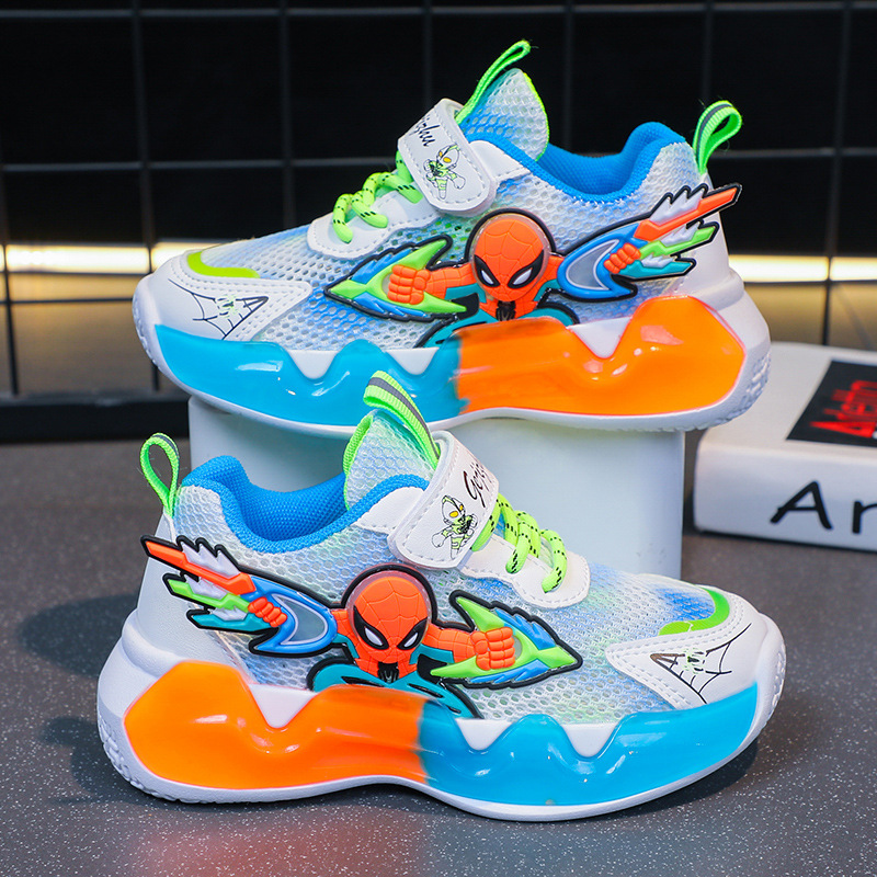 Children's sports shoes for spring and summer 2023, new mesh leather shoes for boys, lightweight running shoes for boys and elementary school students