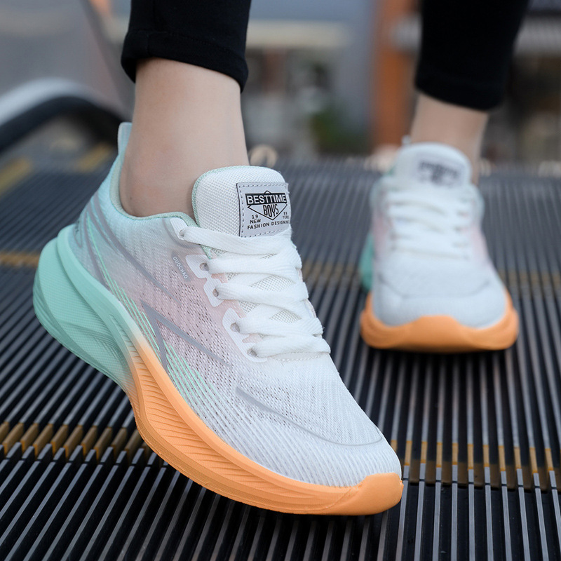 Cross border summer breathable mesh sports shoes, new trendy men's shoes, thick soled versatile, casual, non slip, wear-resistant running shoes