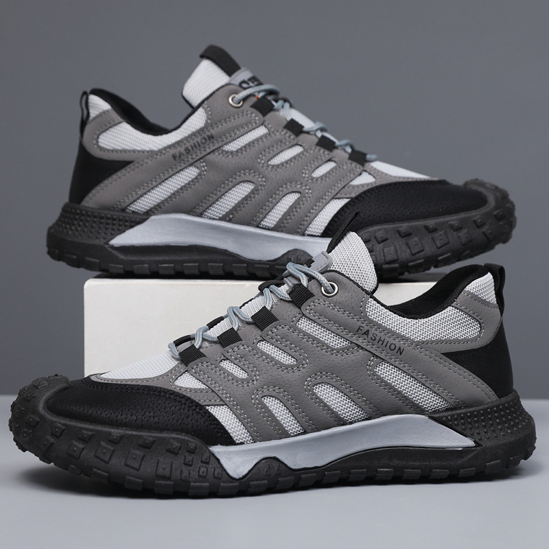 Cross border men's shoes, outdoor hiking shoes, breathable and wear-resistant labor protection shoes, work shoes, sports and leisure hiking shoes, wholesale of hiking shoes
