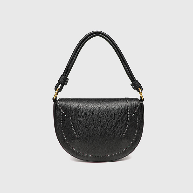 Cross border women's bag 2025 spring and summer new product saddle bag, thread cutting decoration handbag, fashionable single shoulder crossbody flip hard