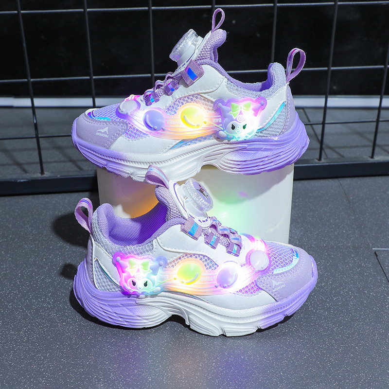 Light up girls' sports shoes summer new mesh breathable girls' shoes lightweight baby girls' internet famous shoes student shoes