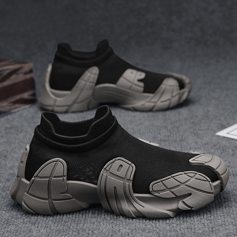 Coconut Men's Shoes 2025 New Spring Breathable Mesh Flyknit Running Shoes Men's One Step Sports Socks Trendy Shoes