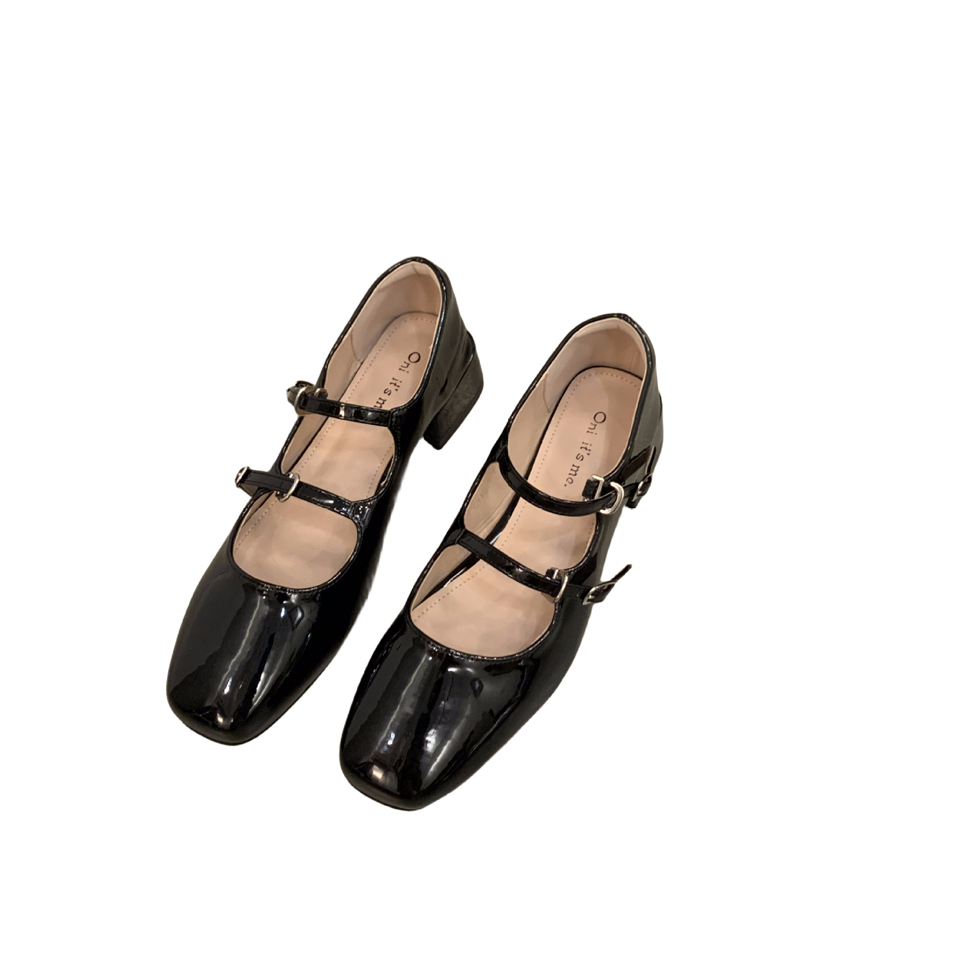 Thick heeled red Mary Jane small leather shoes for women, 2023 new summer French evening black spring and autumn single shoes
