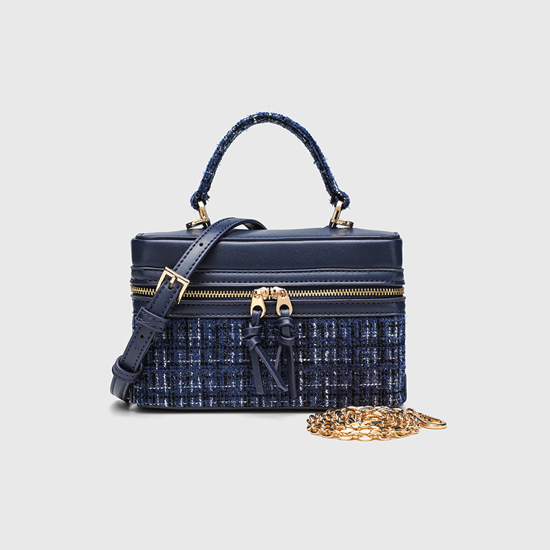 Z cross-border new product box bag, small bag, woolen material chain bag, fashionable and versatile handbag, single shoulder crossbody women's bag
