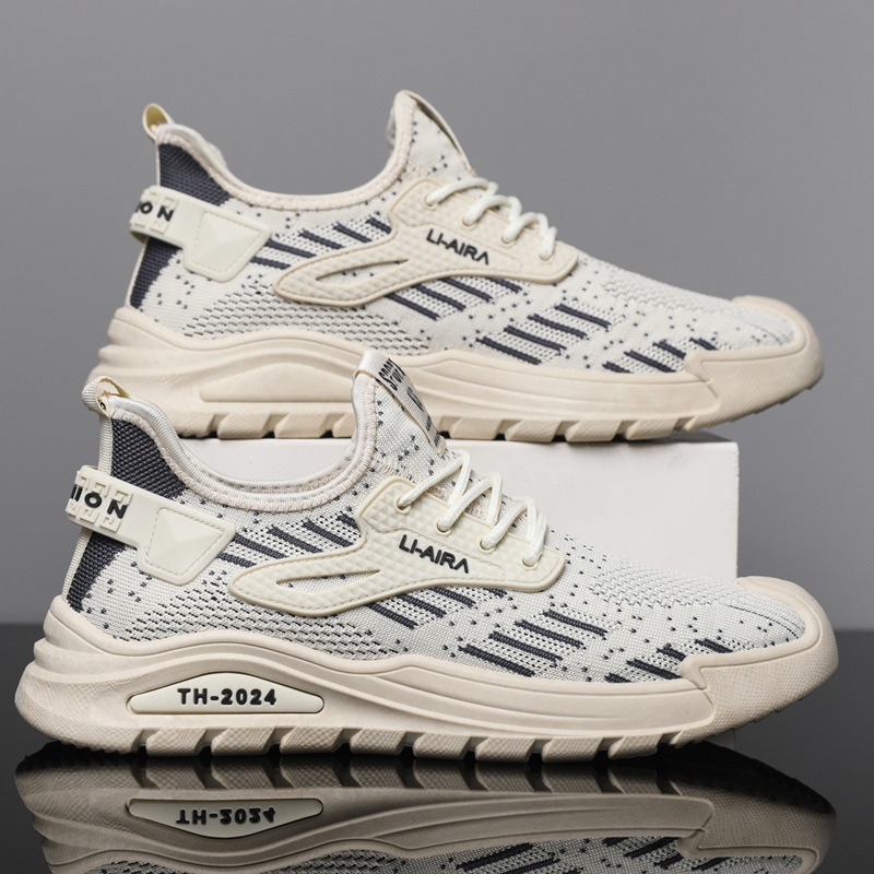 2024 New Men's Shoes, Large Foreign Trade, Spring and Autumn Fashion, Casual, Flyknit, Versatile, Breathable, Running, Sports, Trendy Shoes