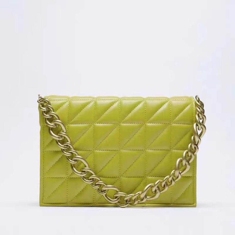 Z Home Bag New Product Small Fragrant Style Lingge Cross Shoulder Thick Chain Large Capacity Embroidered Women's Bag Versatile Underarm Square Bag