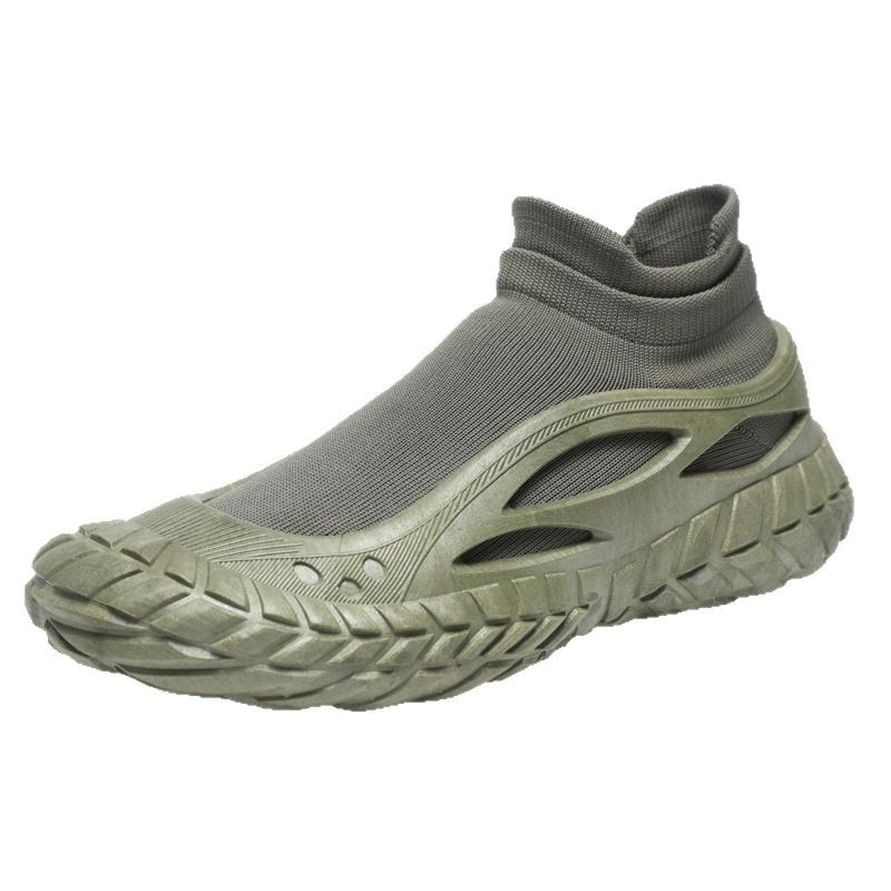 Foreign trade plus size men's shoes spring new style thick soled comfortable running shoes outdoor fashion one foot kick flying woven sports shoes