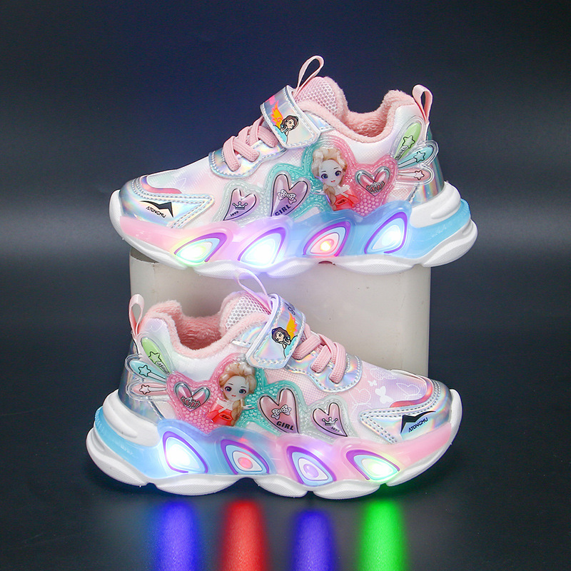 Girls' Shoes 2023 Autumn/Winter New Children's Luminous Shoes, Versatile Korean Version for Girls' Baby Shoes