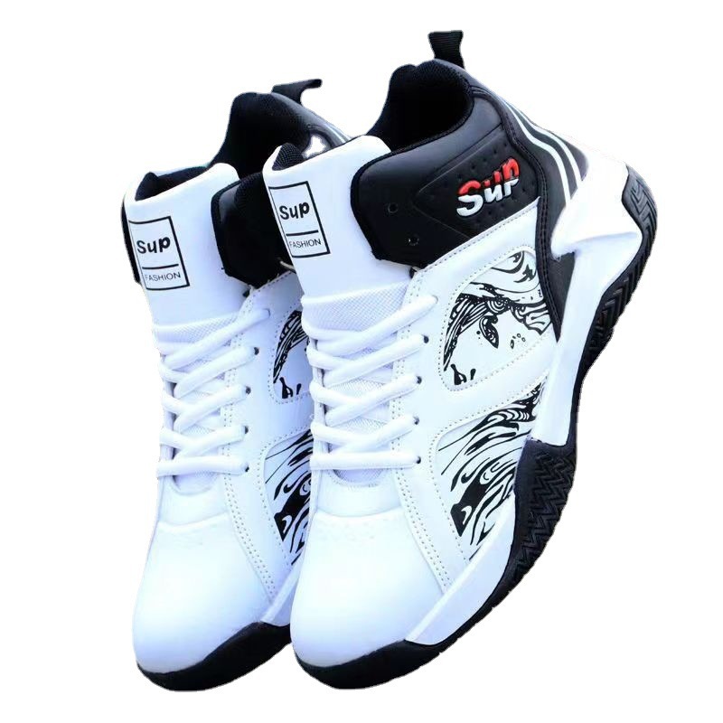Wholesale of PU leather men's shoes for autumn and winter in foreign trade factories, basketball shoes, sports shoes, lace up Korean version, fashionable cross-border men's shoes