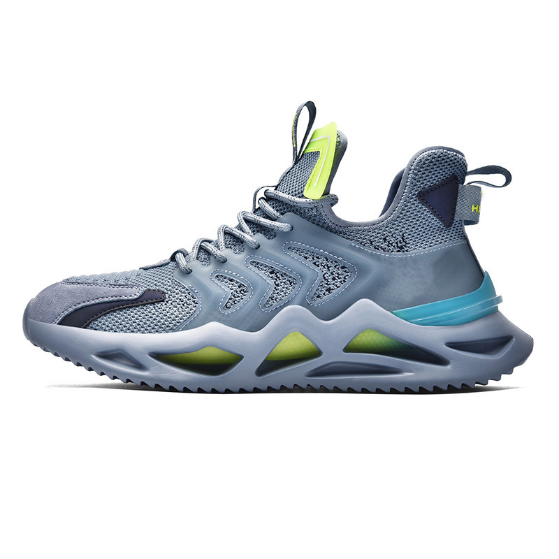 2022 Cross border New Men's Flyknit Sports Shoes Korean Edition Trendy Fashion Casual Shoes Student Blade Bottom Running Shoes
