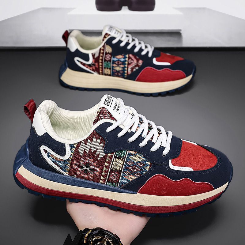 Cross border men's shoes 2025 new spring fabric versatile thick sole popular sports and leisure ins shoes dad shoes wholesale
