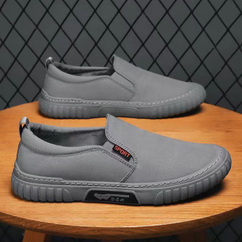 Cross border summer ice silk men's shoes, umbrella cloth, breathable casual sports shoes, driving shoes, lazy canvas, one foot shoes