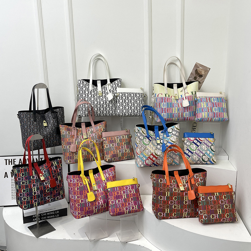 2024 Wholesale Cross border Autumn New European and American Retro Style Large Capacity Tote Bun Mother Bun Street Trend Leisure