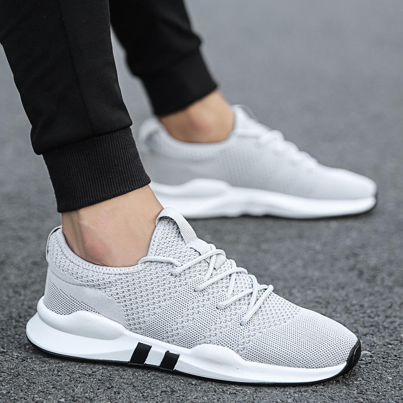 Cross border 2024 new summer men's sports shoes, leather shoes with fly woven mesh, breathable casual running men's shoes for dropshipping