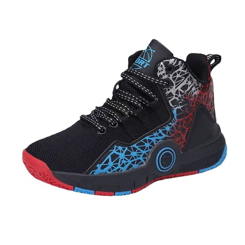 Cross border basketball shoes men's shoes fly woven mesh breathable practical soft sole high top fashion student sports men's shoes wholesale