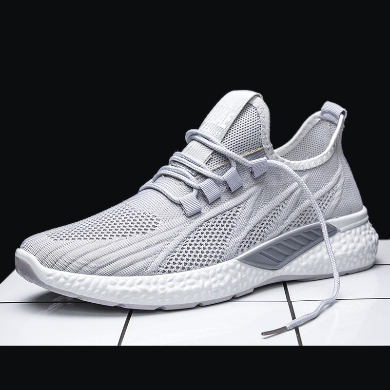 Cross border 2024 New Men's Shoes Spring Sports Shoes Flyknit Running Leather Shoes Casual Shoes One piece Hair Collection Breathable