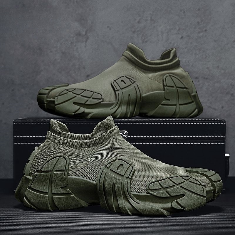 Men's Shoes Spring New Flyknit Breathable Men's Sports Shoes Outdoor Daily Casual Socks Mouth Men's Shoes Foreign Trade Large Size