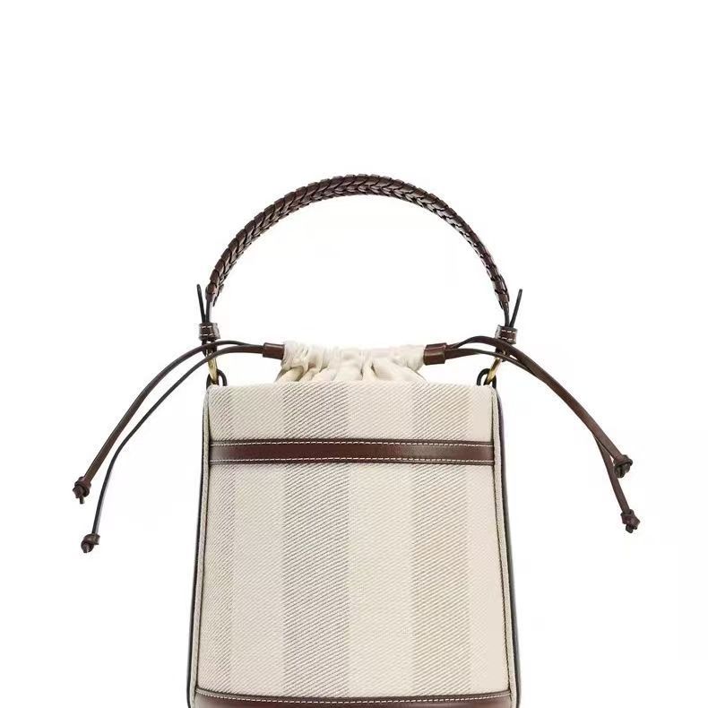 Spanish women's bag cross-border foreign trade bag 2025 new product fashionable color blocked single shoulder hand-held crossbody woven bucket bag for women