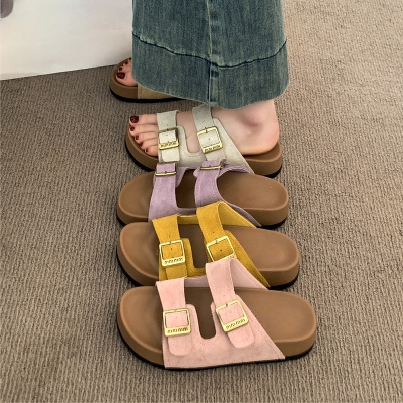 Thick soled Boken shoes for women 2025 new cool slippers for women's summer outdoor wear, with a high-end feel and increased Boken beach sandals