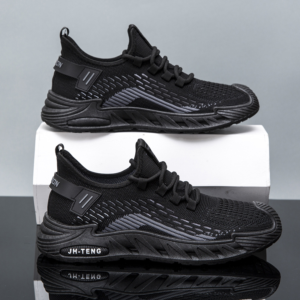 Cross border new woven trendy running shoes with soft soles, comfortable and casual shoes, foreign trade trendy shoes, mesh breathable men's shoes wholesale
