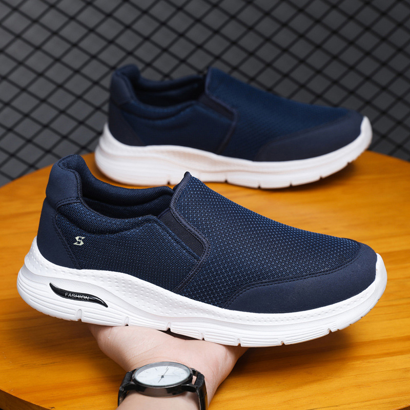 Cross border men's casual and fashionable 2024 summer new mesh breathable shoes, healthy walking soft soled lightweight running shoes wholesale
