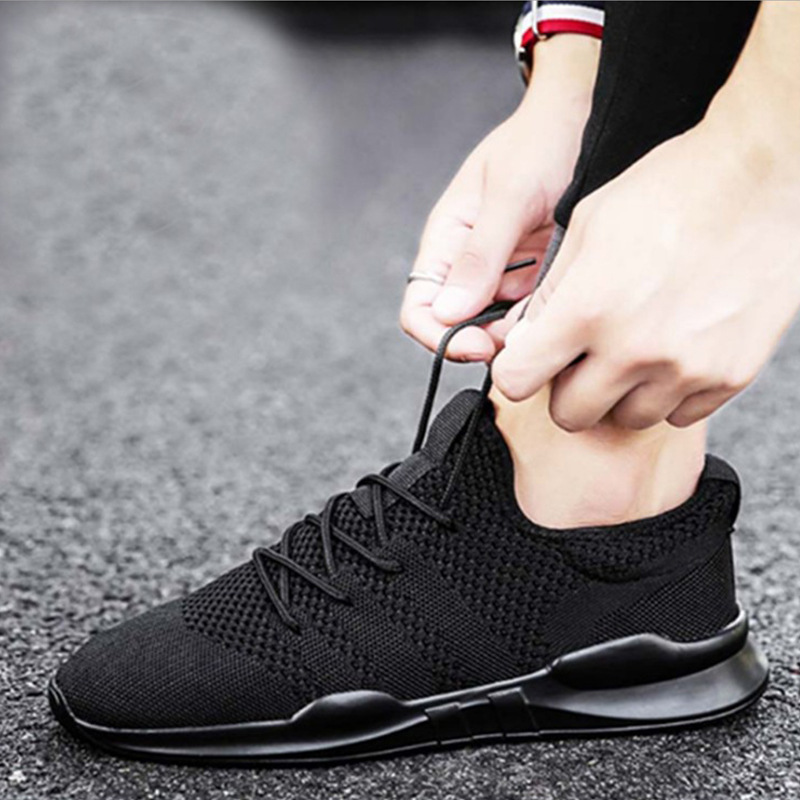 Cross border 2024 new summer men's sports shoes, leather shoes with fly woven mesh, breathable casual running men's shoes for dropshipping