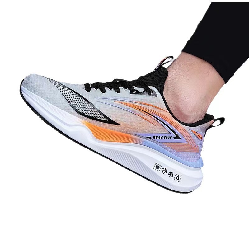 Cross border spring new men's sports shoes trendy and breathable mesh casual shoes for teenagers, lace up running men's shoes